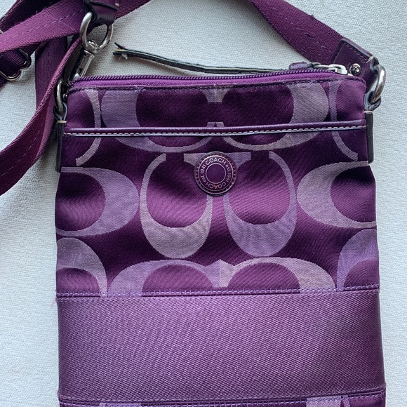 COACH Signature Purple Logo Small Crossbody Bag Canvas - Picture 1 of 13